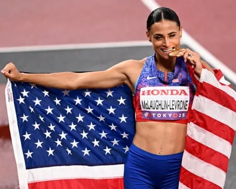 The American sprinter runs speediest women’s 400m in fourty years to claim championship title